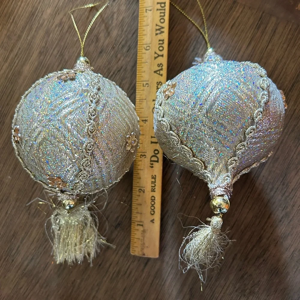 Vintage Gold Lame Ornaments with Tassels